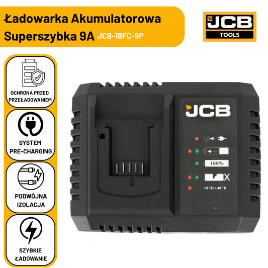 JCB Professional Super Szybka Ładowarka 9A Do Akumulatorów Li-Ion 18V