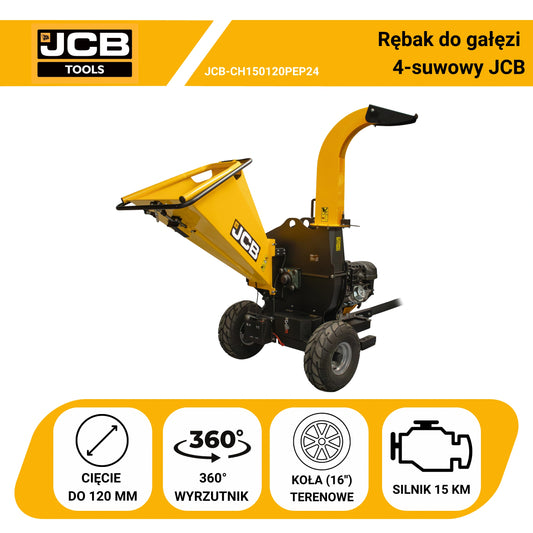 Rębak do gałęzi z silnikiem 4suwowy silnikiem JCB 457cm3 o mocy 15km - 120mm/4.7"