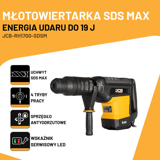 Ударно-обертовий молоток JCB Professional 1700 Вт SDS Max 19 Дж