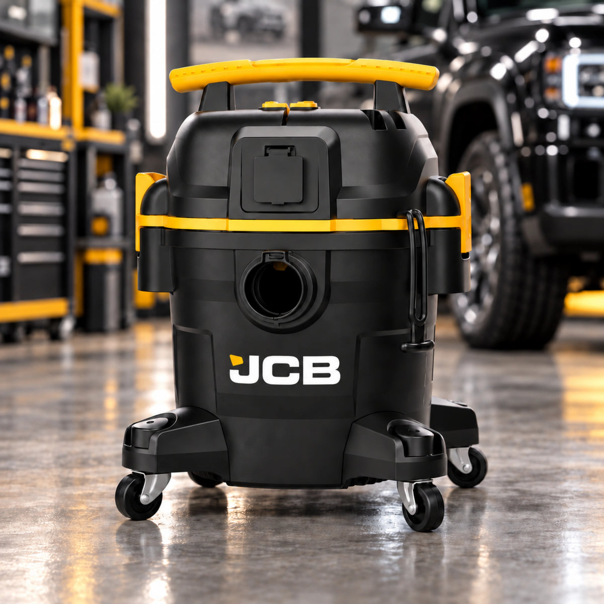 Промисловий пилосос JCB Tools 19 л для сухого та вологого прибирання 750 Вт з розеткою для електроінструменту