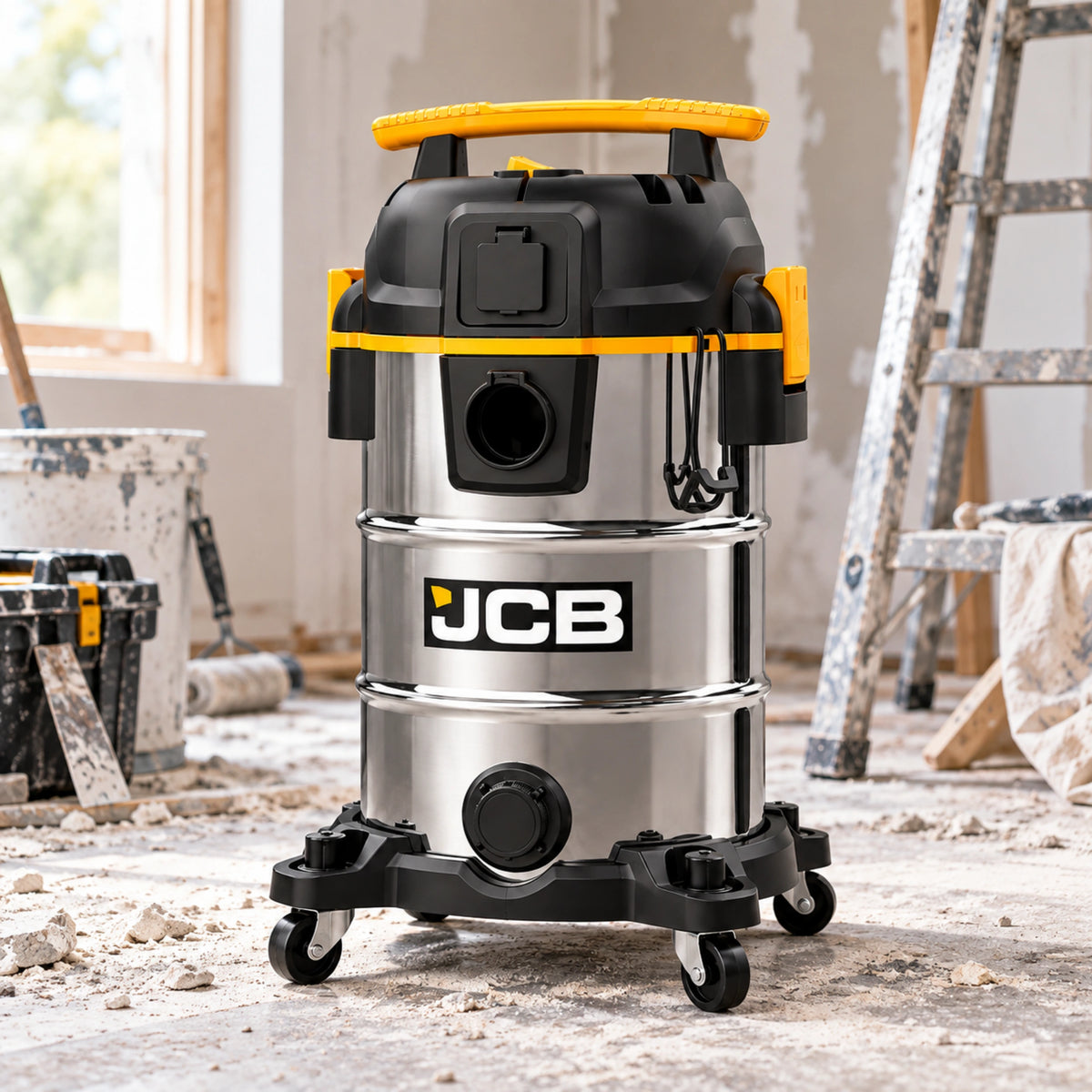 Промисловий пилосос JCB Tools 30 л для сухого та вологого прибирання 750 Вт антистатичний з розеткою для електроінструменту