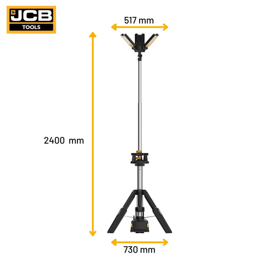 JCB Oświetlenie Robocze Tri Fold KONNECT 18V – Składana Lampa 8400 Lm