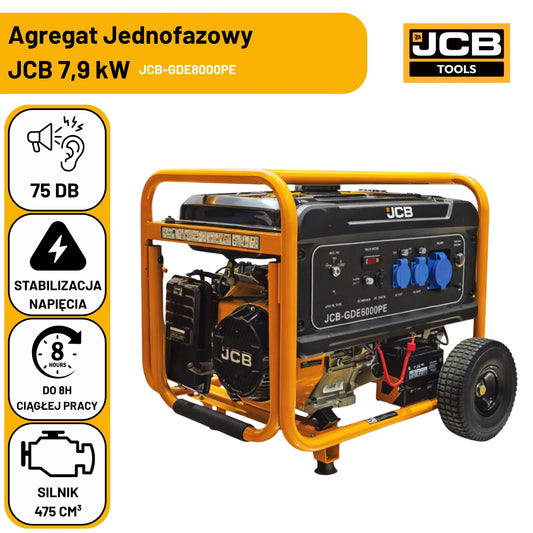 Agregat Prądotwórczy Jednofazowy JCB Tools 7,9 kW (AVR, Rozruch Elektryczny)