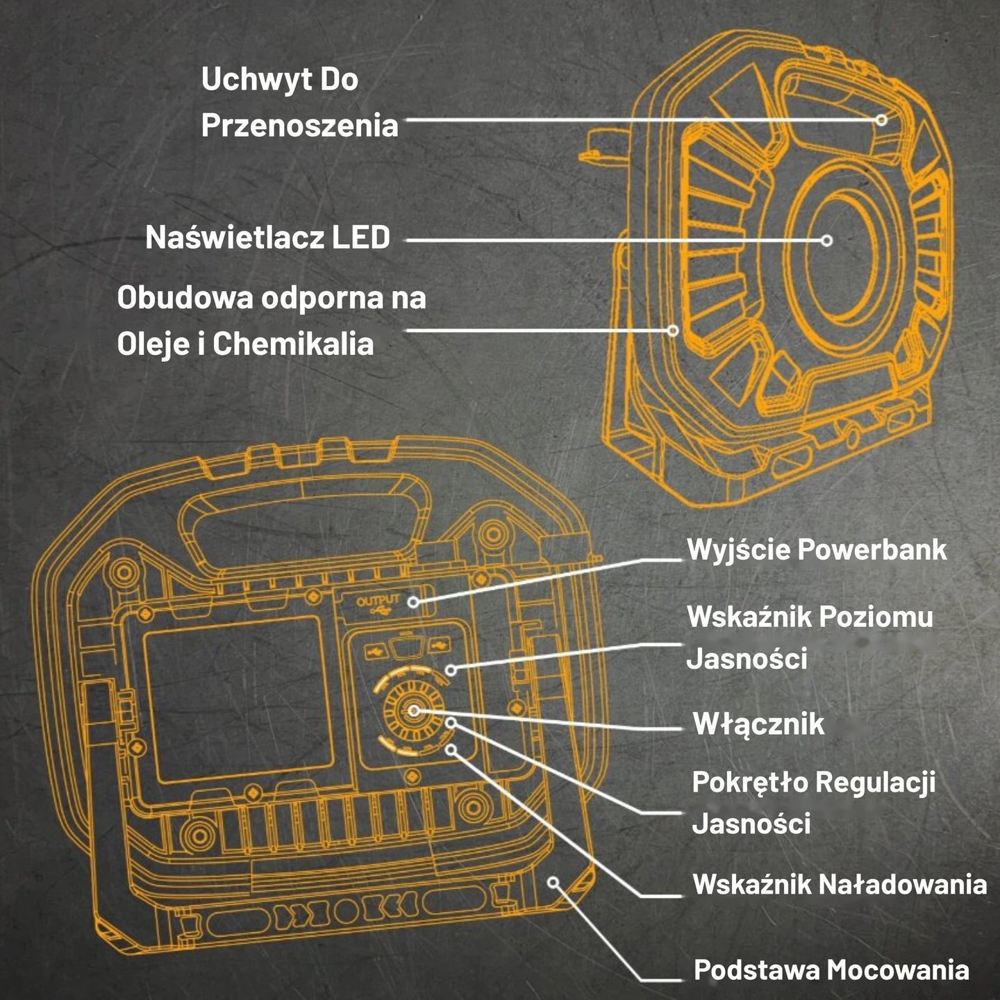 Oświetlenie placu budowy JCB 2500 lm – lampa LED 18V