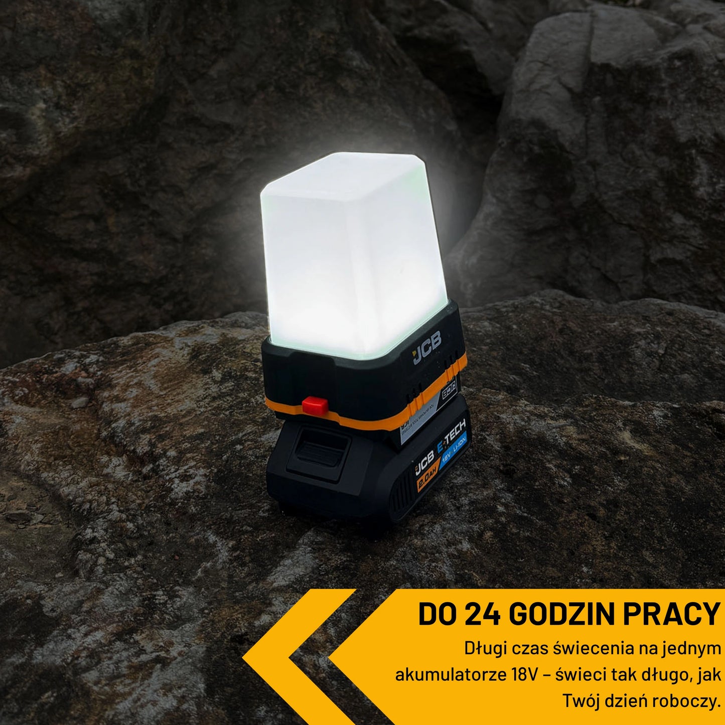 Lampa akumulatorowa JCB Mini KONNECT 360 – adapter do akumulatorów Bosch 18V