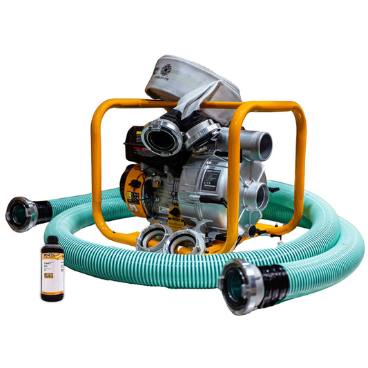 Kompletny Zestaw Motopompa Spalinowa 80mm 3" JCB Tools 7,5KM do wody czystej (1000l/min) +WĄŻ SSAWNY, WĄŻ TŁOCZNY CNBOP + NASADA