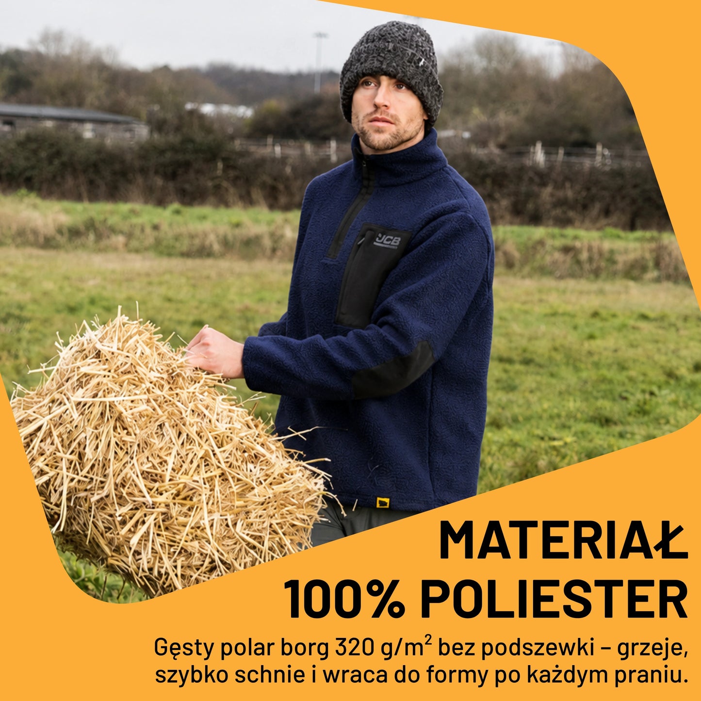 JCB Workwear Polar Roboczy Borg z Zamkiem 1/4 – Granatowy – zdjęcie 5