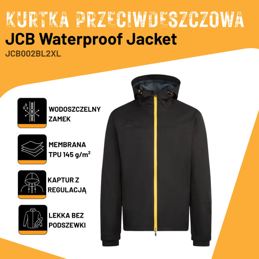 JCB Workwear Kurtka Przeciwdeszczowa Wodoszczelna Czarna