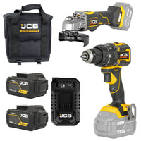 JCB Professional Zestaw Wiertarko-wkrętarka 75 Nm Szlifierka kątowa 125 mm 2x 5Ah Ładowarka Torba