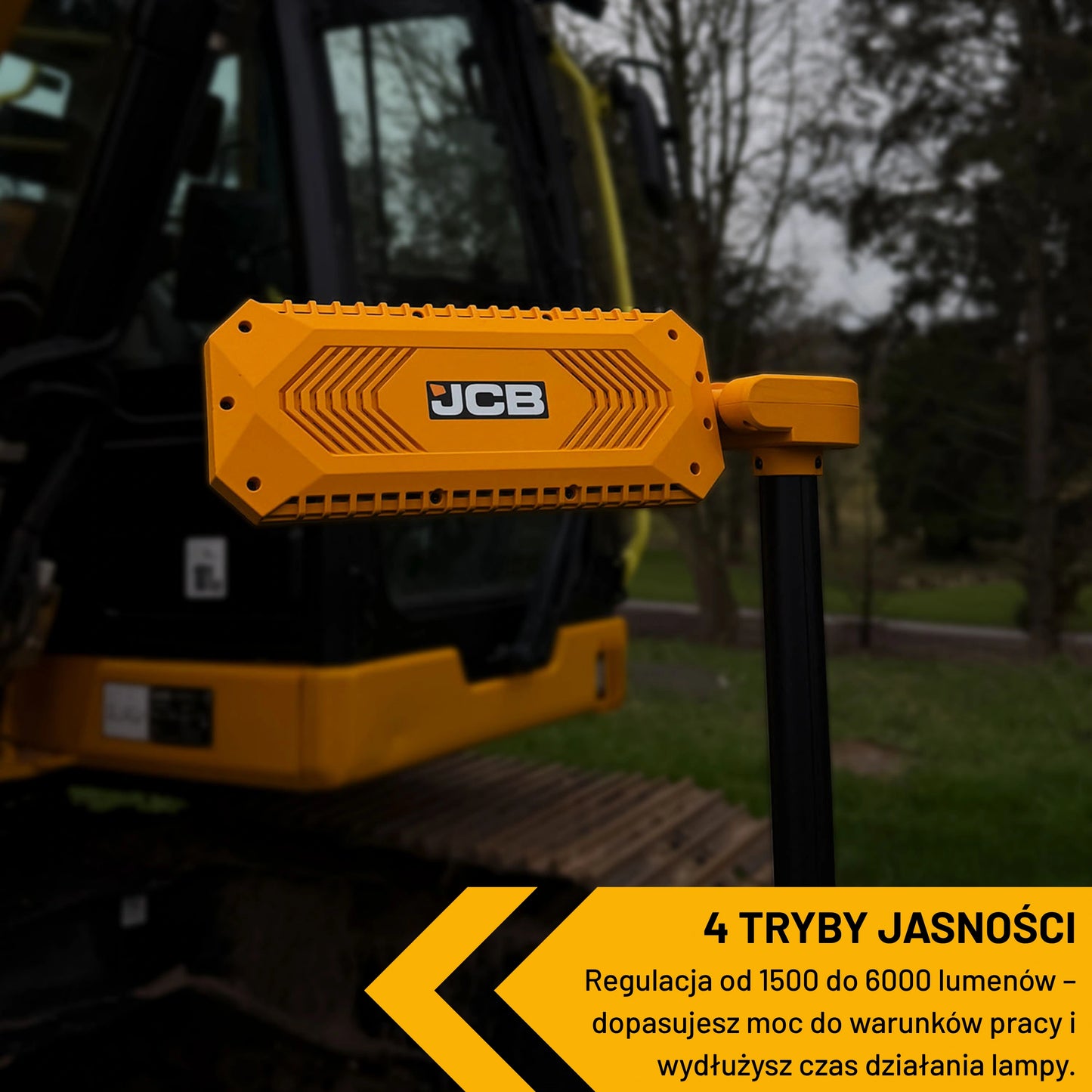 Lampa robocza akumulatorowa JCB 6000 lm – oświetlenie placu budowy
