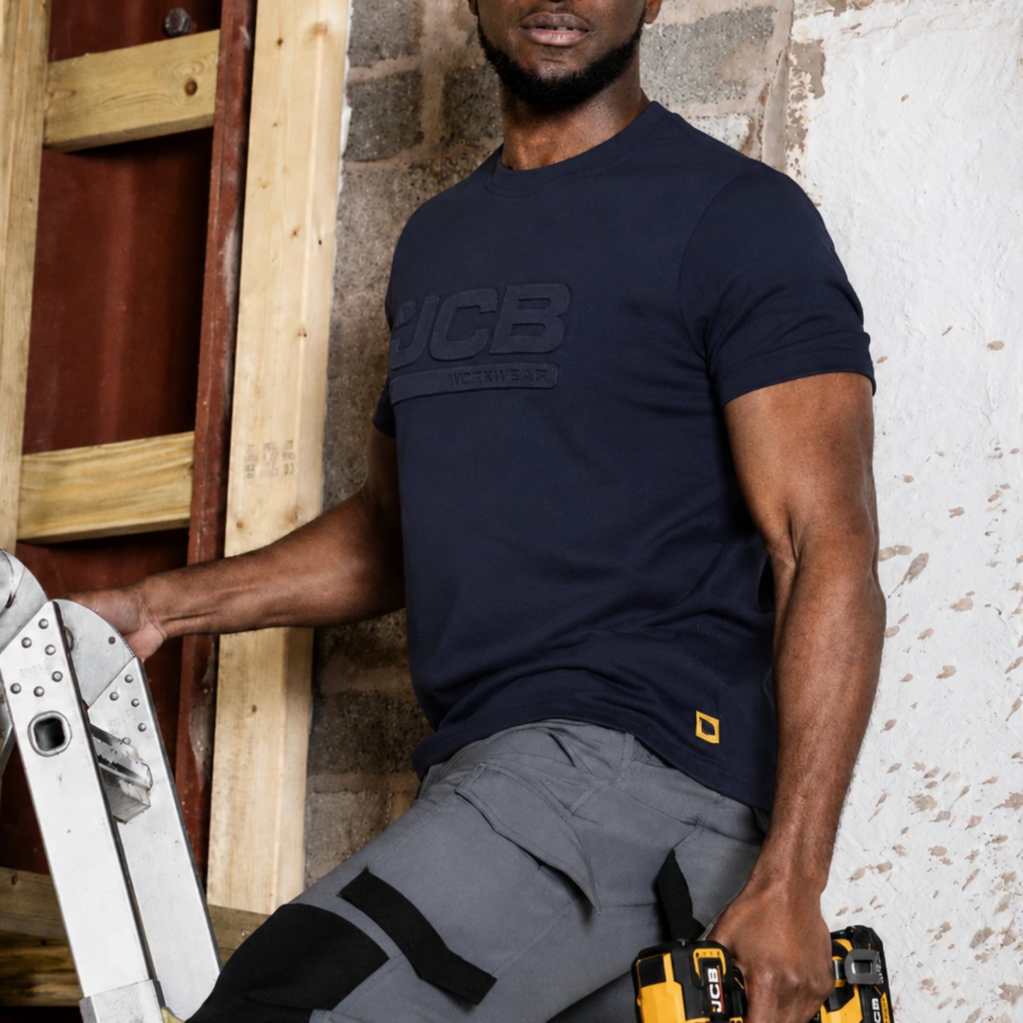 JCB Workwear Koszulka Robocza T-shirt Bawełniana z Logo 3D – Granatowy – zdjęcie 15