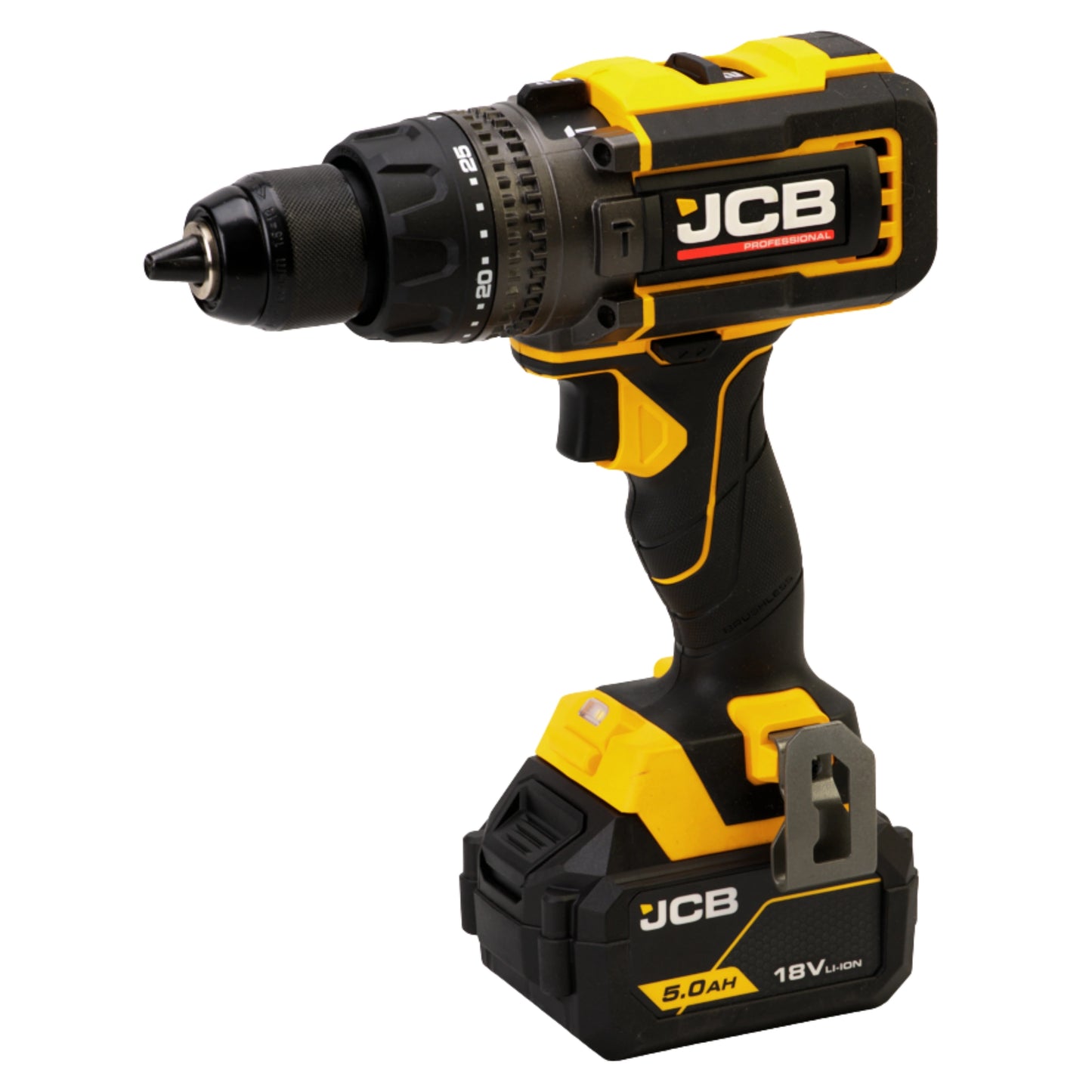 JCB Professional 18V Zestaw Wiertarko-wkrętarka udarowa 160 Nm - 2x akumulator 5.0Ah + Szybka ładowarka 4.5A