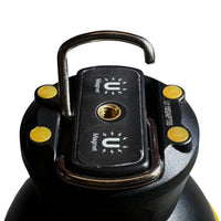 Lampa robocza JCB Globe – panel sterowania tryby pracy i wskaźnik poziomu baterii