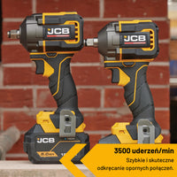 JCB Professional Klucz Udarowy Akumulatorowy 18V 620Nm Zestaw 2x 5,0Ah Ładowarka 4,5A Walizka