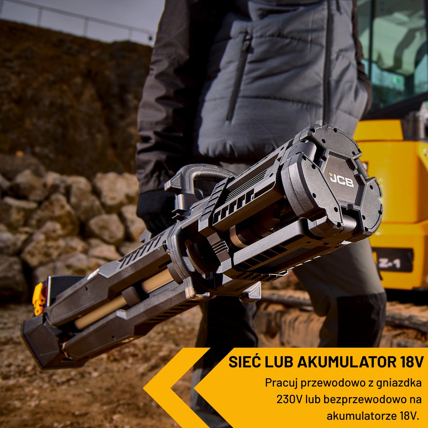 Lampa budowlana na statywie JCB 8400 lm – profesjonalne lampy budowlane
