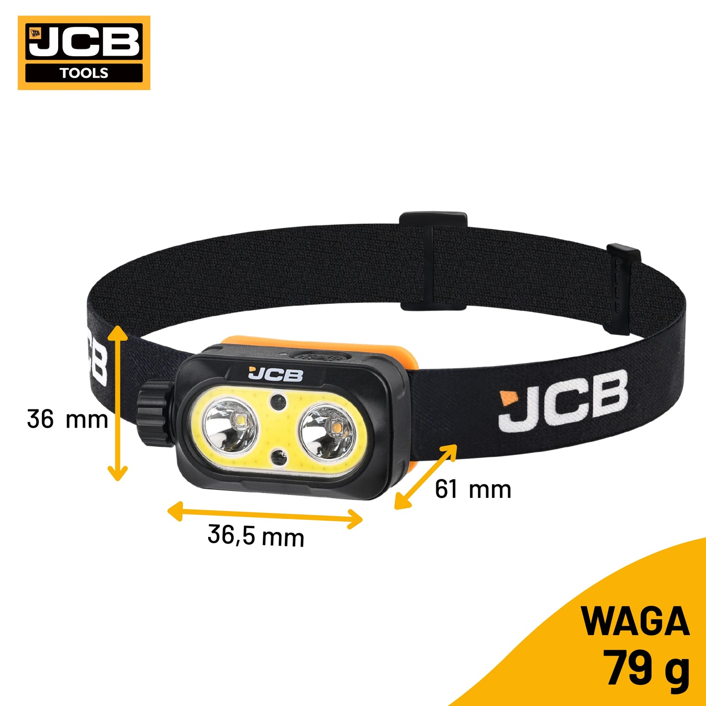 Czołówka akumulatorowa JCB 700 lm – czołówka USB-C