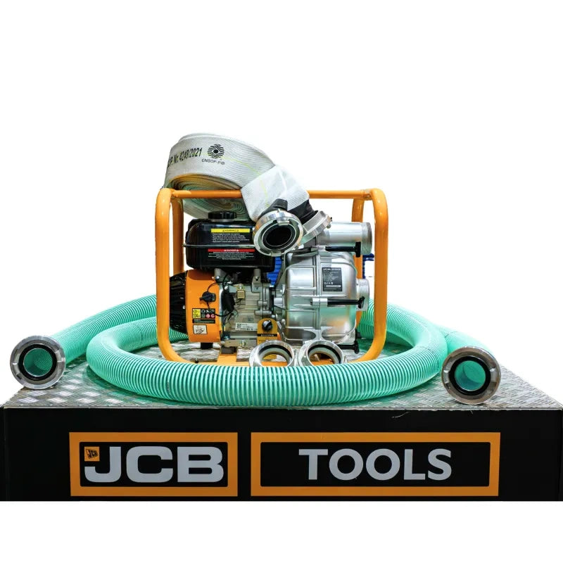 Zestaw Motopompa 80mm 3 Cale JCB Tools 7.5KM do wody brudnej 1000l/min + Węże