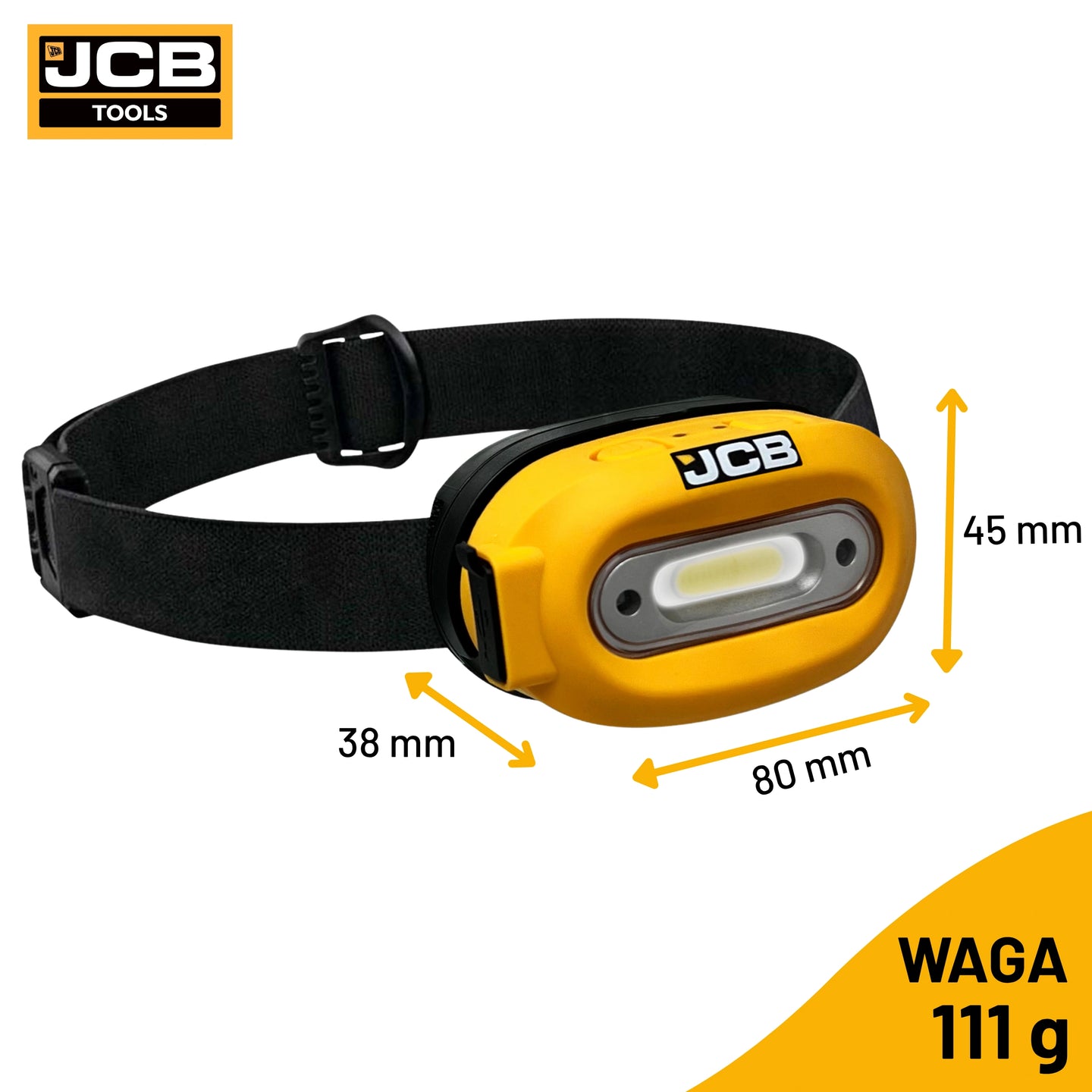 Czołówka akumulatorowa JCB 260 lm – czołówka USB-C
