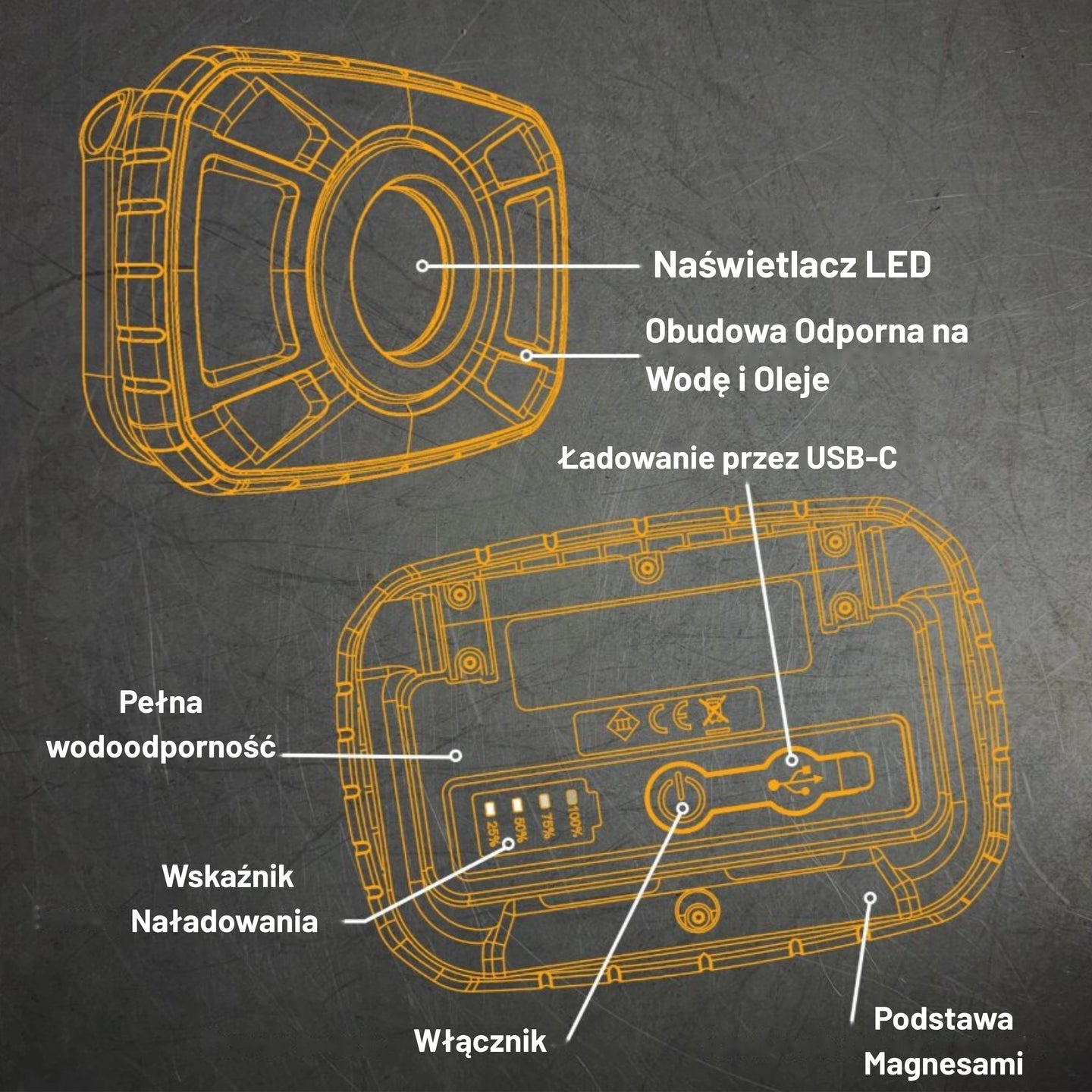 Latarka wodoszczelna JCB 1500 lm – latarka wodoodporna, widok produktu