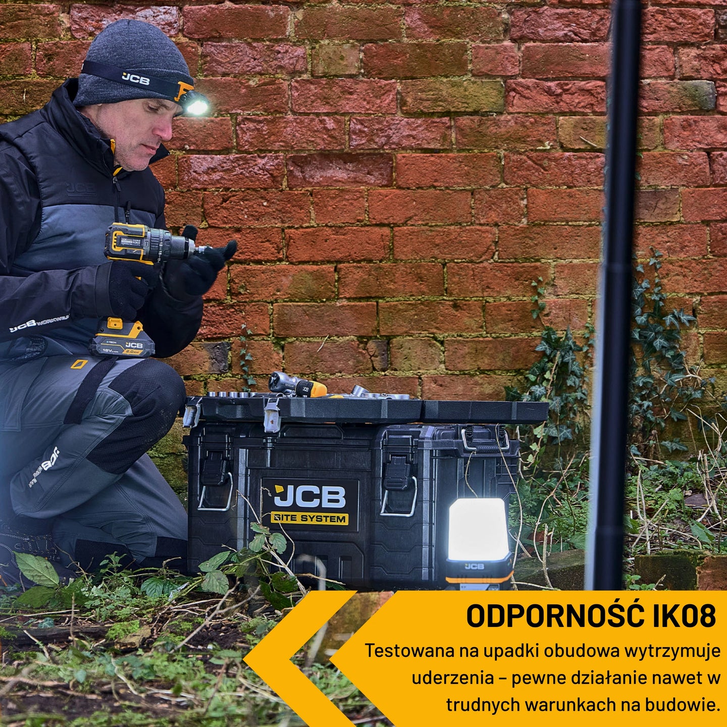 Lampa LED JCB Mini KONNECT 360 1600 Lm – podstawa z hakiem do zawieszenia