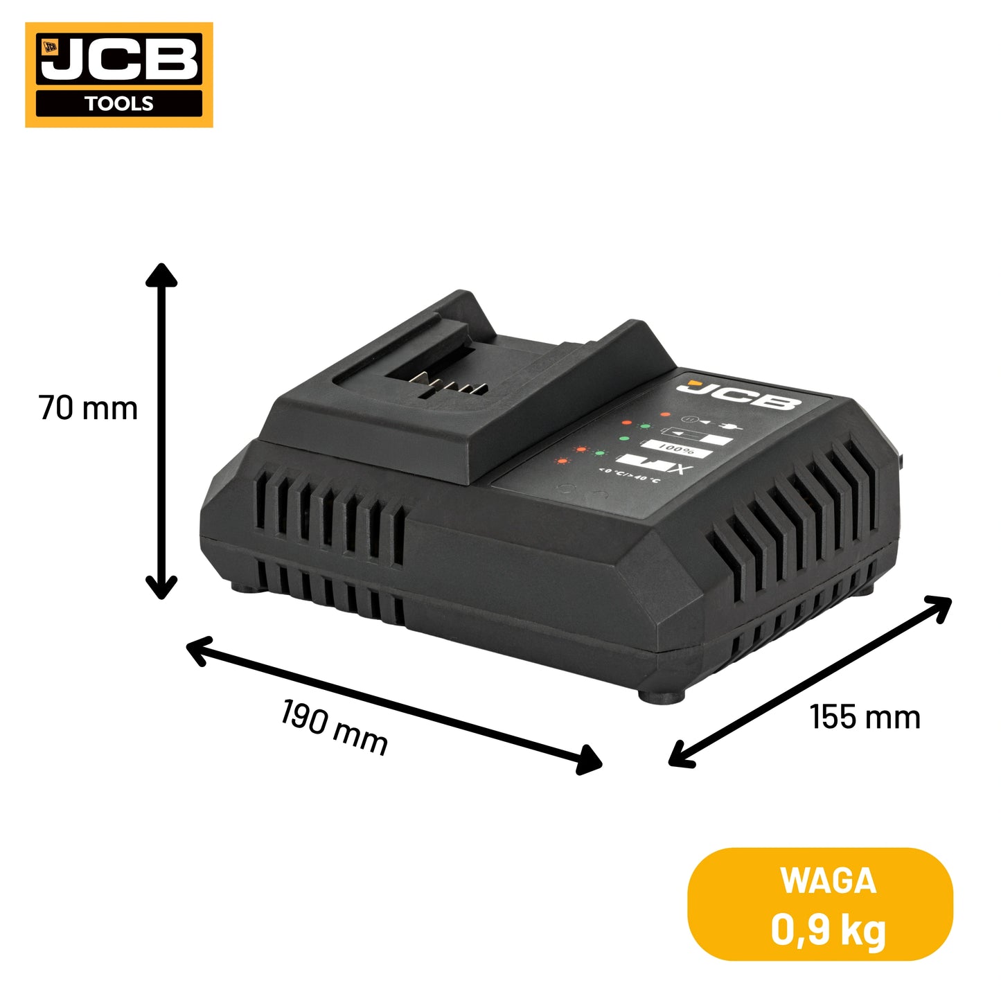 JCB Professional  Super Szybka Ładowarka 9A Do Akumulatorów Li-Ion 18V