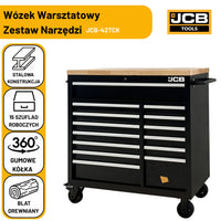 Wózek narzędziowy z wyposażeniem JCB 299 Elementów – wózek na narzędzia