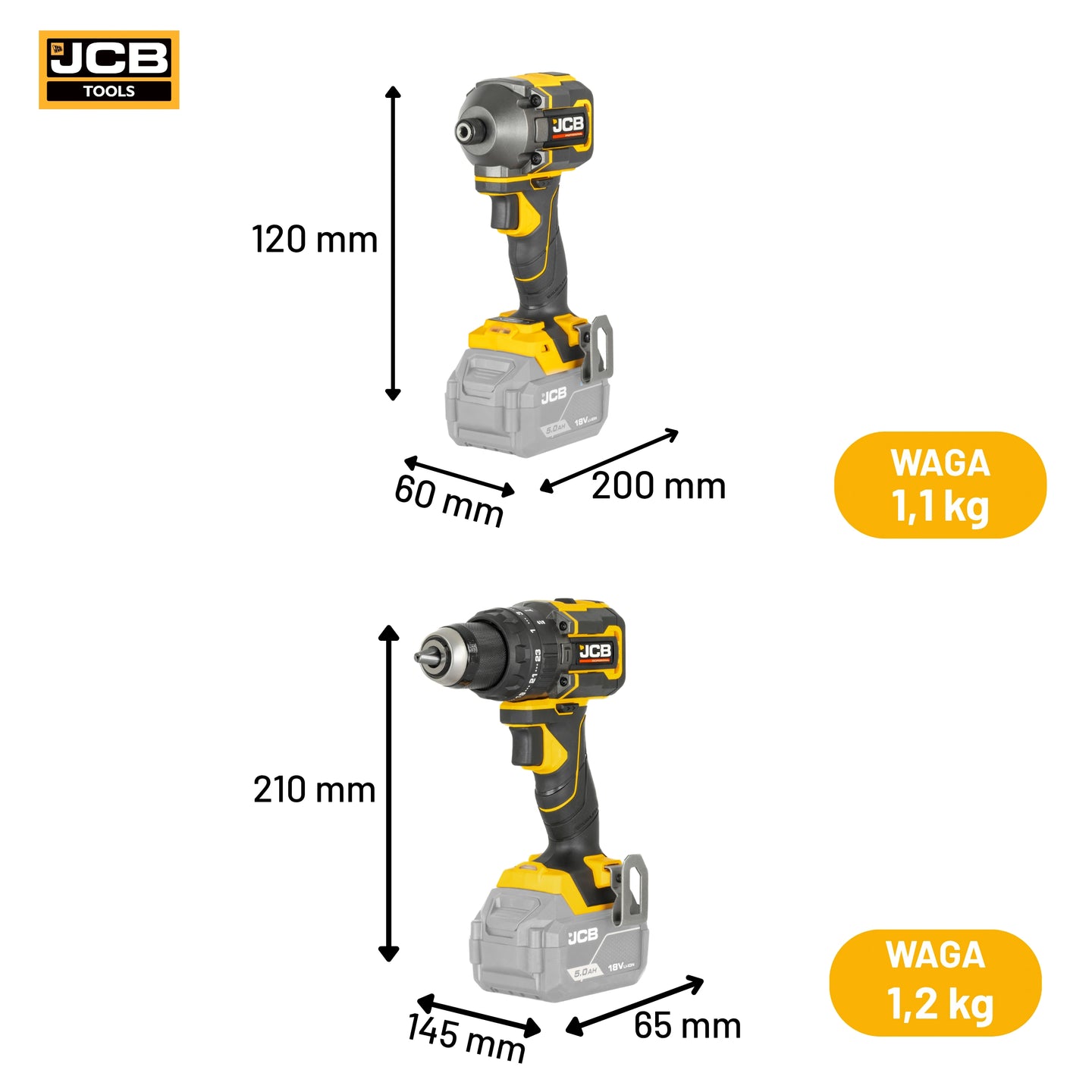 Zestaw narzędzi z wkrętarka JCB 160Nm – zestaw wkrętarka i zakrętarka