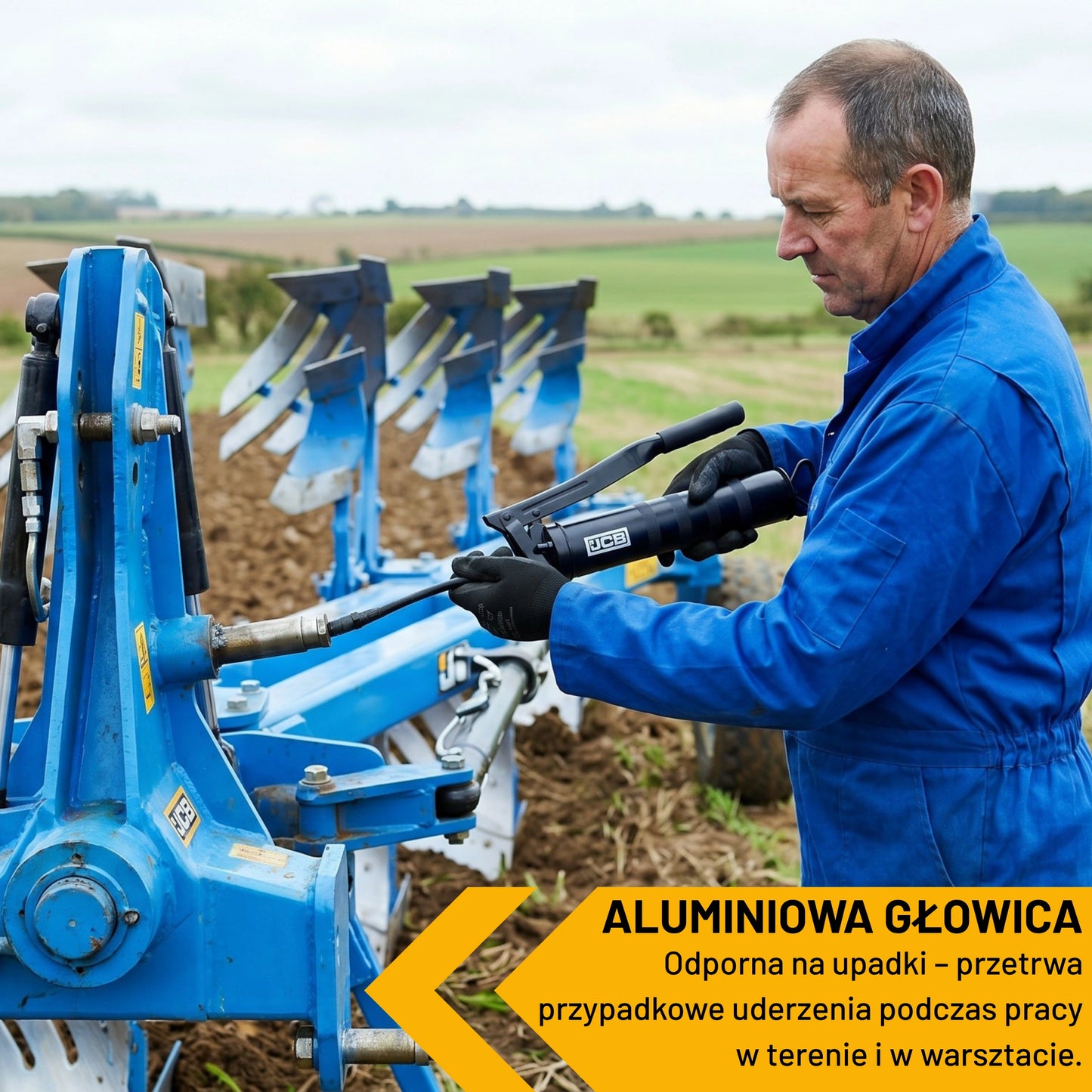Smarownica ręczna JCB 992/11300 – końcówka smarownicza i wąż elastyczny