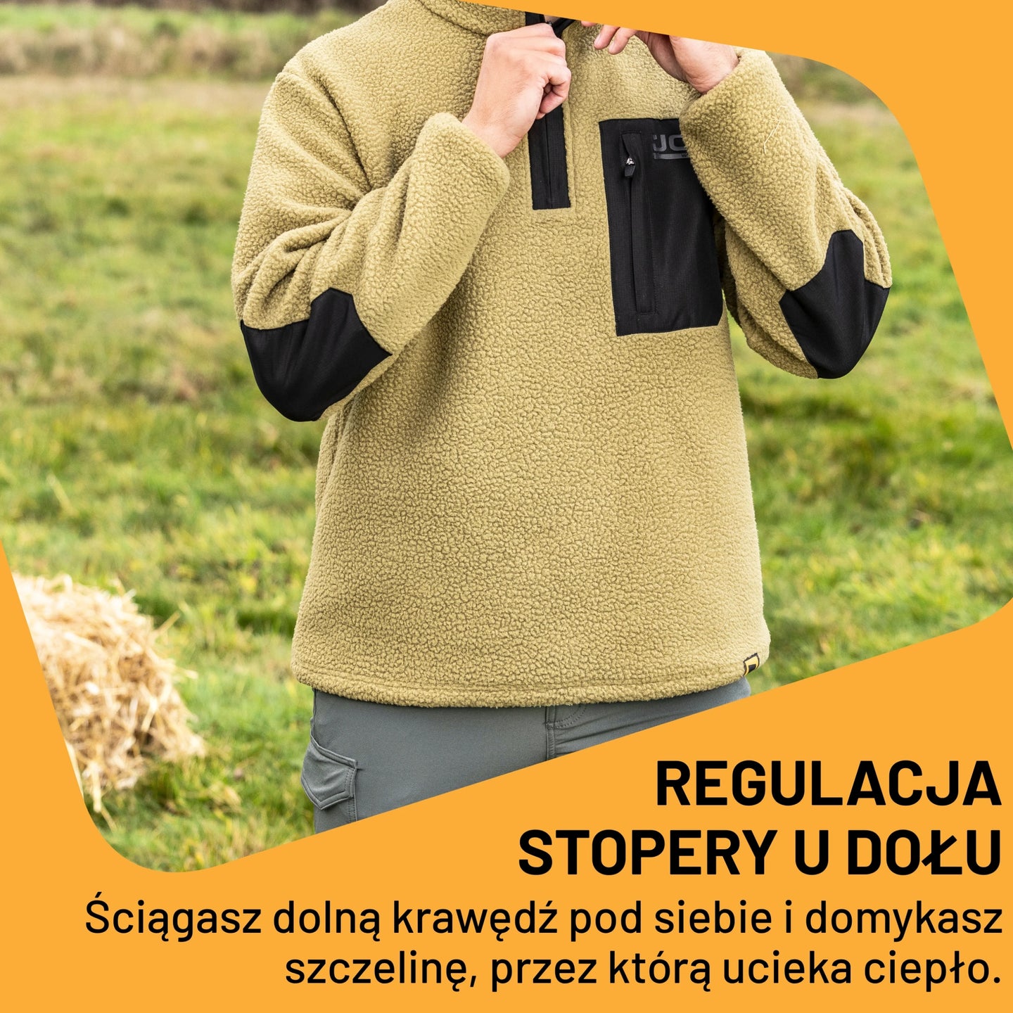 JCB Workwear Polar Roboczy Borg z Zamkiem 1/4 – Oliwkowy – zdjęcie 7