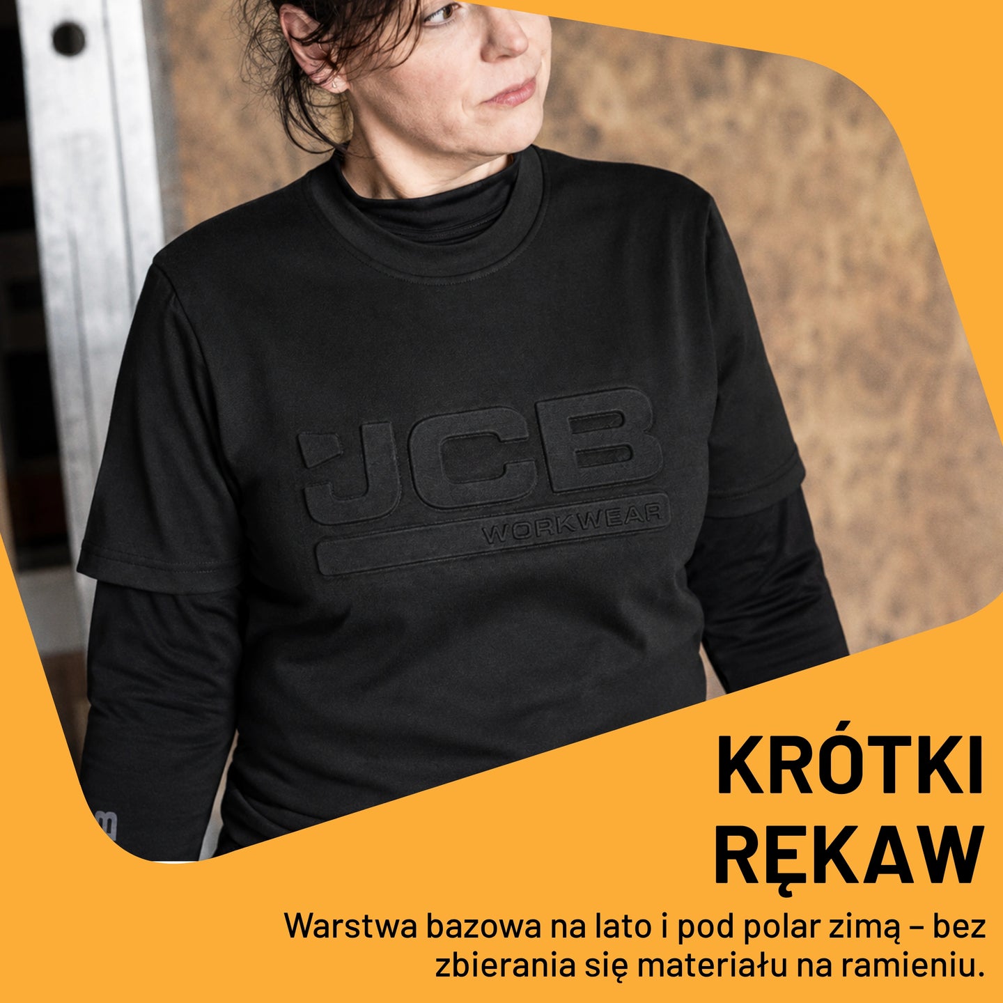 JCB Workwear Koszulka Robocza T-shirt Bawełniana z Logo 3D – Czarny – zdjęcie 5