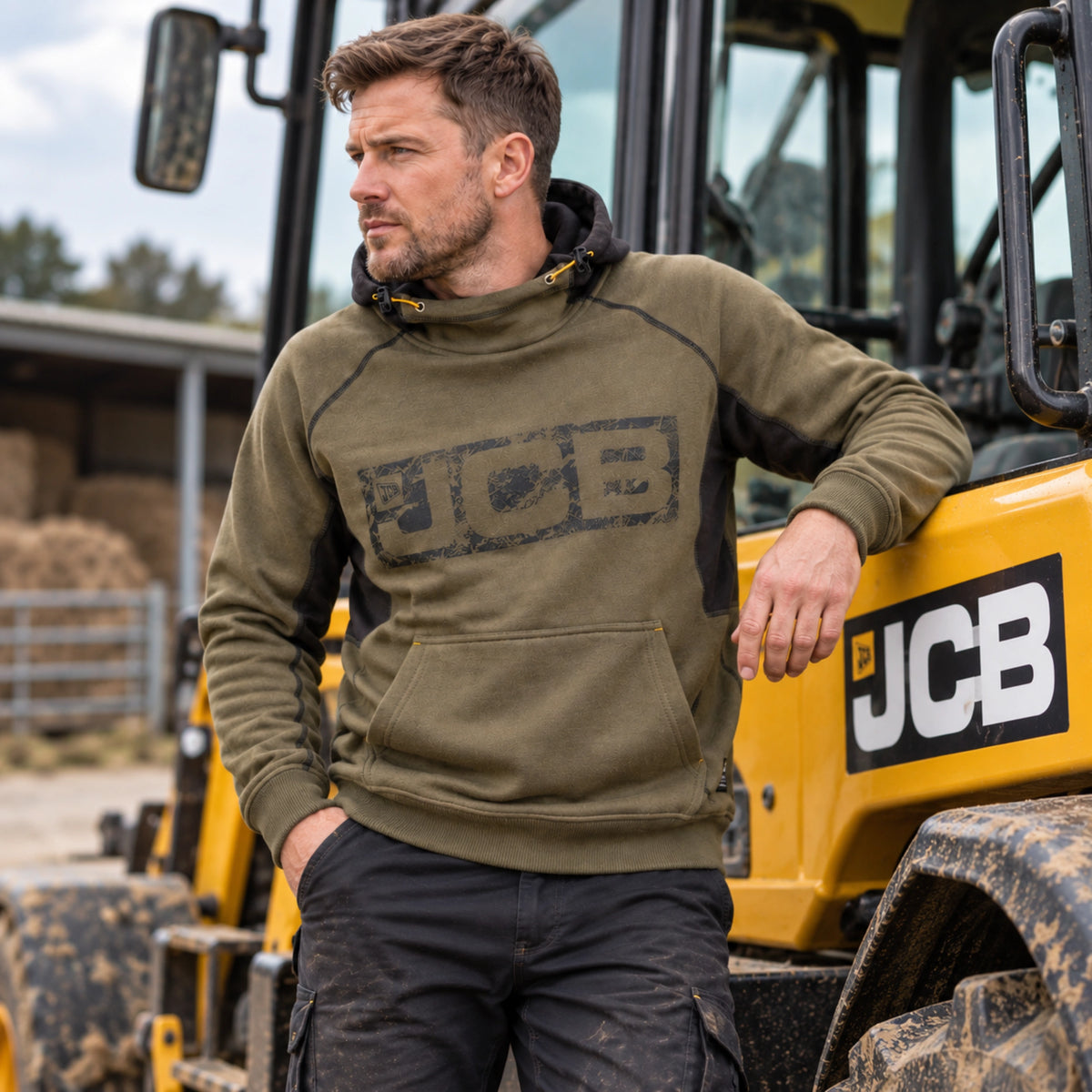 JCB Trade Bluza z Kapturem Horton Hoodie Oliwkowa