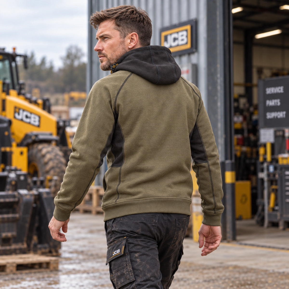 JCB Trade Bluza z Kapturem Horton Hoodie Oliwkowa