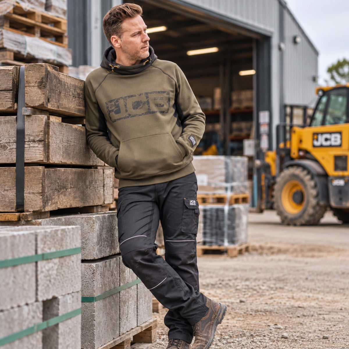 JCB Trade Bluza z Kapturem Horton Hoodie Oliwkowa