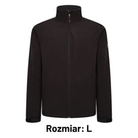 Kurtka robocza softshell JCB czarna z naszywką JCB, etykieta Rozmiar L
