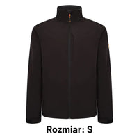 Kurtka robocza softshell JCB czarna z naszywką JCB, etykieta Rozmiar S
