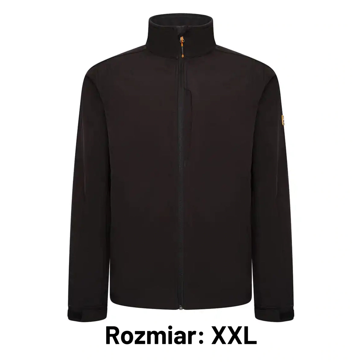 Kurtka robocza softshell JCB czarna z naszywką JCB, etykieta Rozmiar XXL