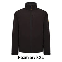Kurtka robocza softshell JCB czarna z naszywką JCB, etykieta Rozmiar XXL