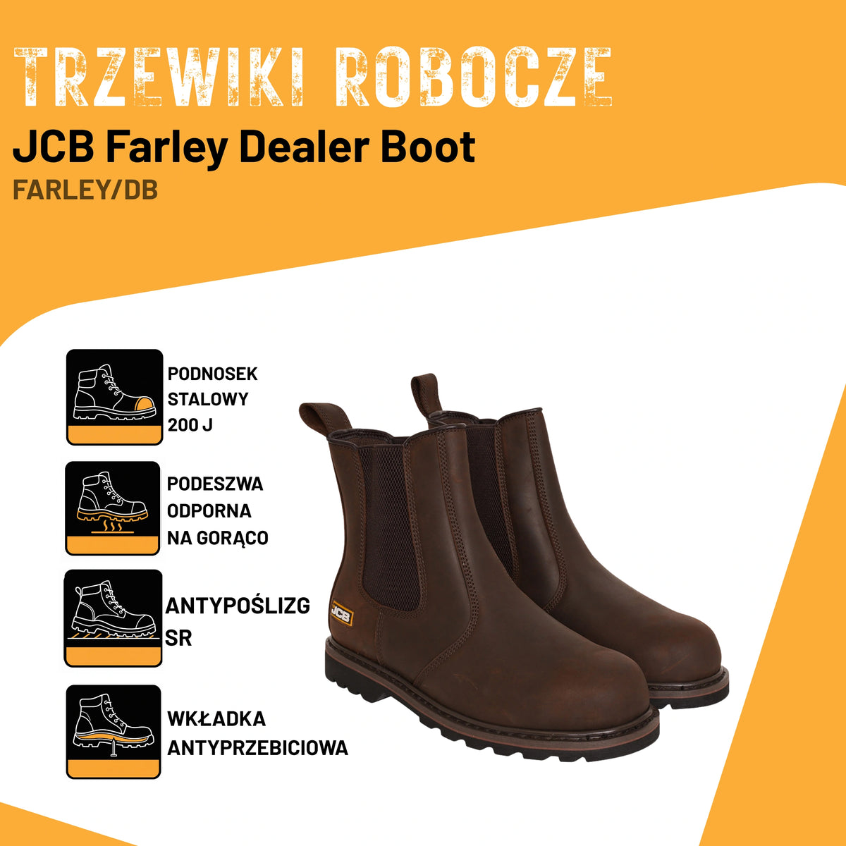JCB Farley Trzewik Roboczy Dealer S3 HRO FO SR Brązowy
