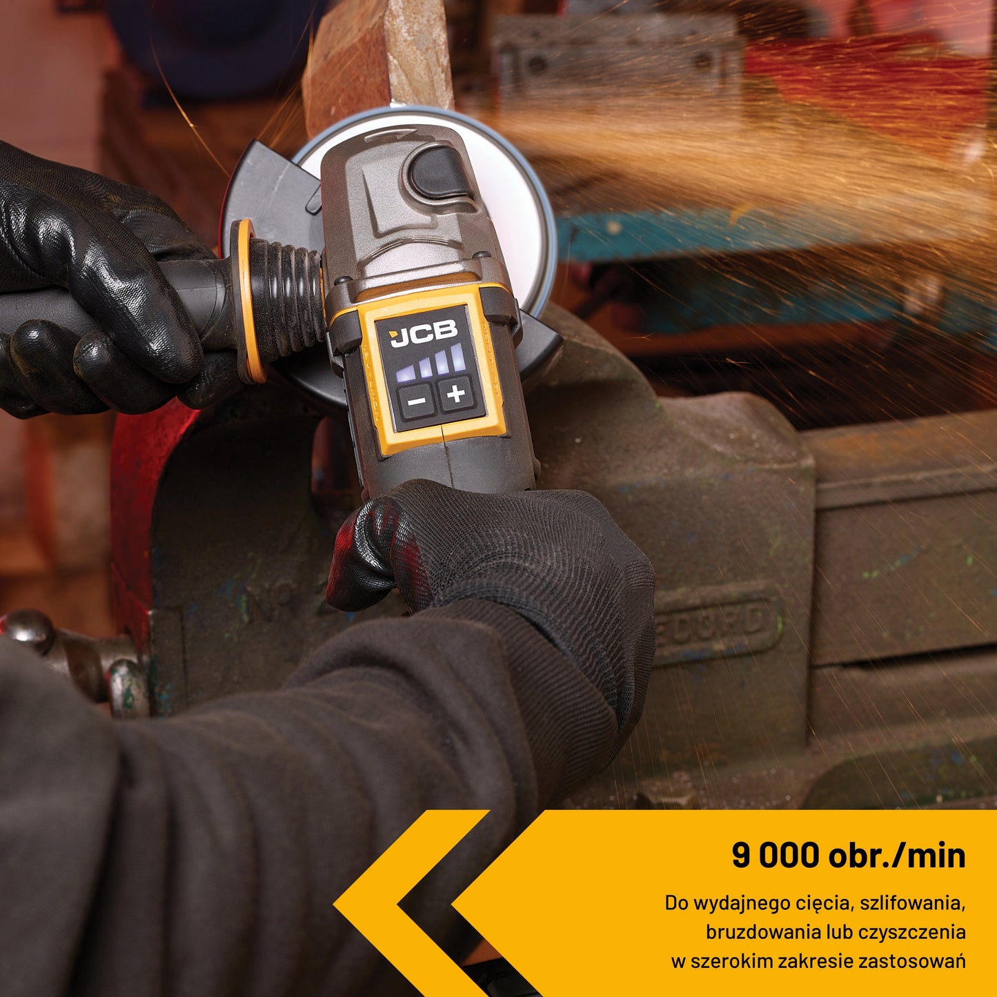 JCB Professional 18V Szlifierka Kątowa z Włącznikiem Łopatkowym (125 mm / 5")