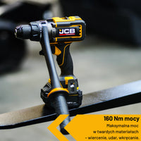 Професійний комплект ударного дриля JCB 18V 160 Нм - 2 акумулятори 5,0 Аг + швидкий зарядний пристрій 4,5 А