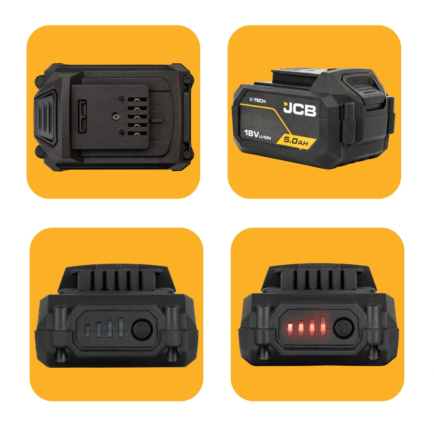 Професійний комплект ударного дриля JCB 18V 160 Нм - 2 акумулятори 5,0 Аг + швидкий зарядний пристрій 4,5 А