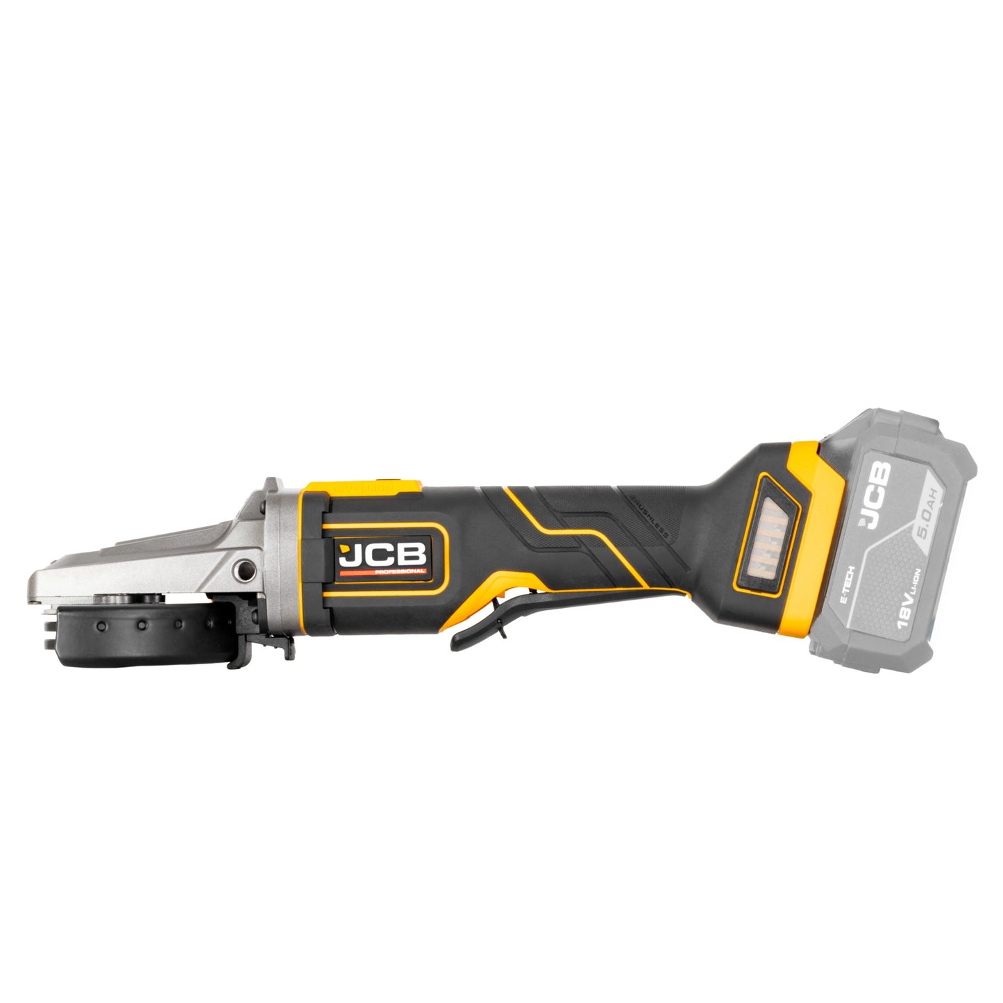 JCB Professional 18V Szlifierka Kątowa z Włącznikiem Łopatkowym i Płaską Głowicą (125 mm / 5")