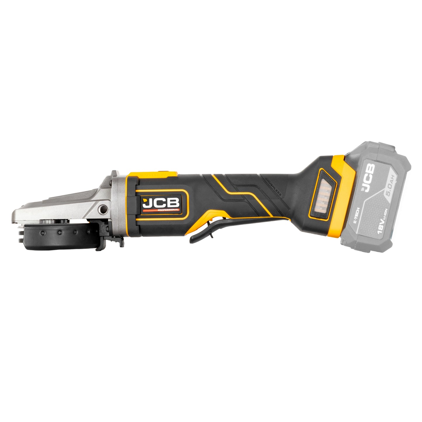 JCB Professional 18V Szlifierka Kątowa z Włącznikiem Łopatkowym i Płaską Głowicą (125 mm / 5")