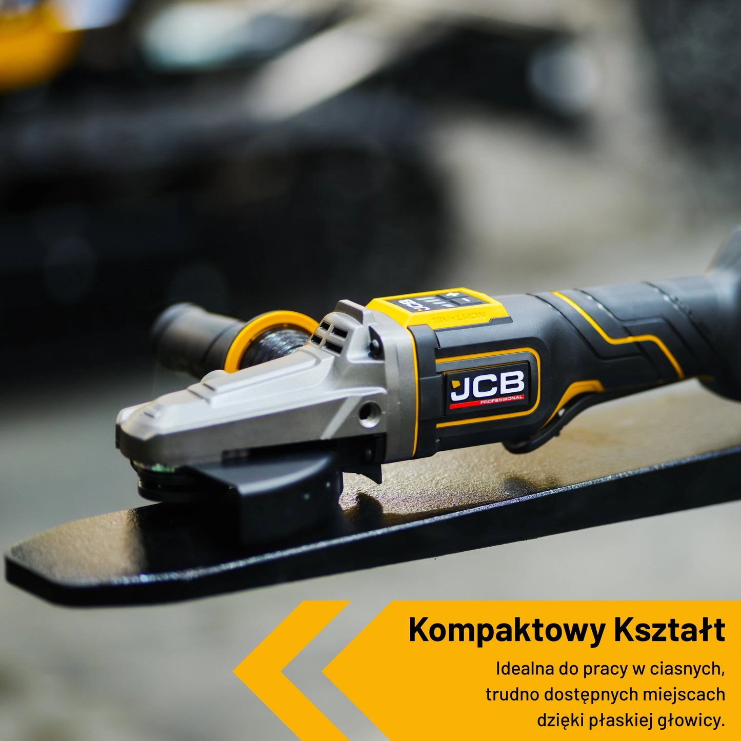 JCB Professional 18V Szlifierka Kątowa z Włącznikiem Łopatkowym i Płaską Głowicą (125 mm / 5")