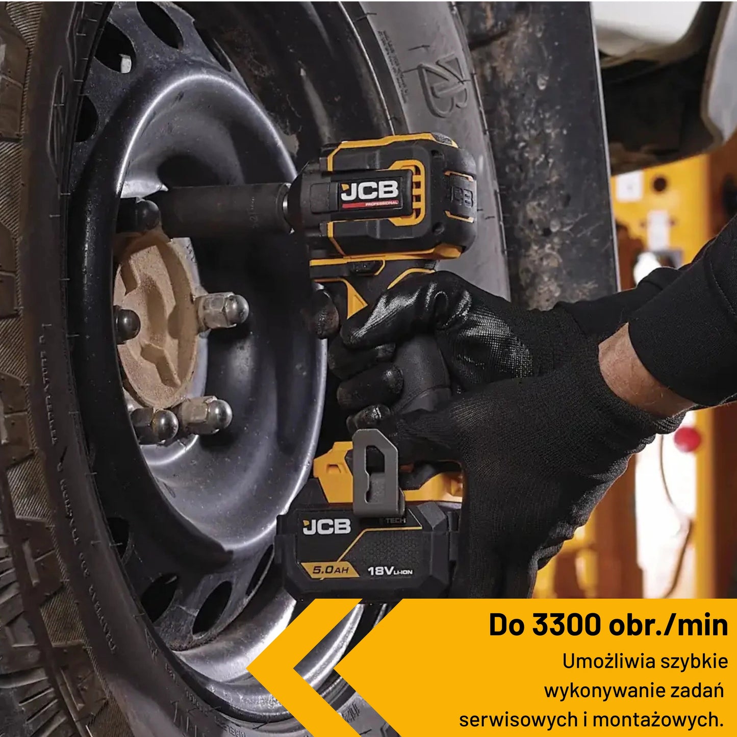 Професійний ударний гайковерт JCB 18V 1/2" 250 Нм (макс. 350 Нм)