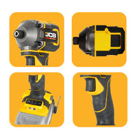 JCB Professional 18V Zestaw: Wiertarko-wkrętarka Udarowa 75Nm, Zakrętarka 230Nm, 2x 5.0Ah, Ładowarka