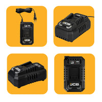 JCB Professional 18V Zestaw: Wiertarko-wkrętarka Udarowa 75Nm, Zakrętarka 230Nm, 2x 5.0Ah, Ładowarka