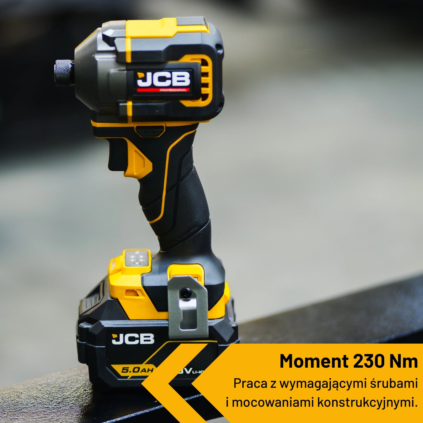 Професійний комплект JCB 18V: ударний дриль 160 Нм, ударний гайковерт 230 Нм, 2 акумулятори 5,0 Аг, зарядний пристрій