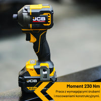 Професійний комплект JCB 18V: ударний дриль 160 Нм, ударний гайковерт 230 Нм, 2 акумулятори 5,0 Аг, зарядний пристрій