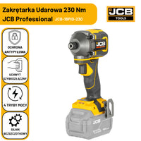 Професійний комплект JCB 18V: ударний дриль 160 Нм, ударний гайковерт 230 Нм, 2 акумулятори 5,0 Аг, зарядний пристрій